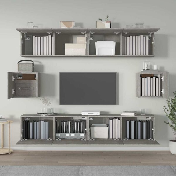 6dílný set TV skříněk betonově šedý kompozitní dřevo 3114361