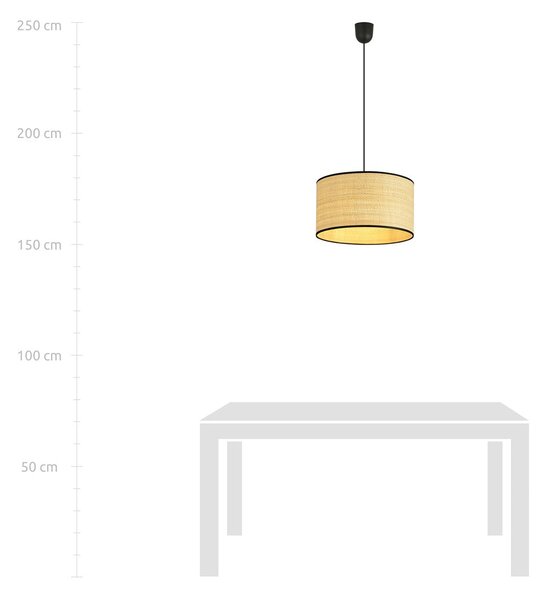 Závěsné svítidlo ASTON 1 – černé, hnědé textilní stínidlo, 1× E27, šířka 35 cm