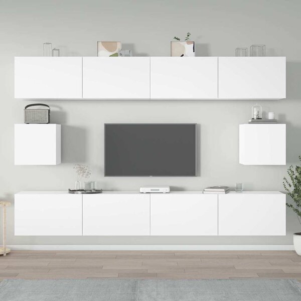 6dílný set TV skříněk bílý kompozitní dřevo 3114366
