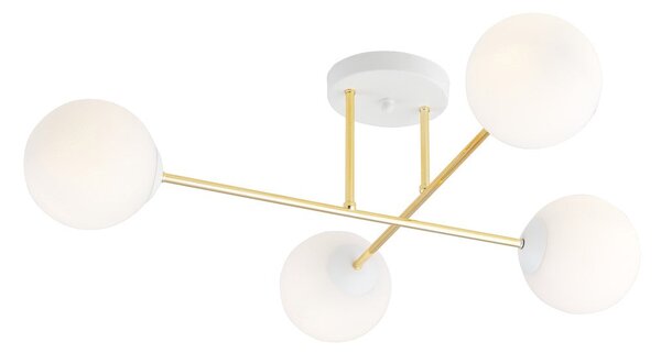 Stropní svítidlo MAGNUM 4 – bílé, opálové sklo, 4× E14, šířka 75 cm