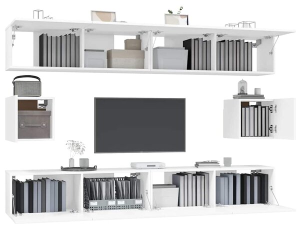 6dílný set TV skříněk bílý kompozitní dřevo 3114366