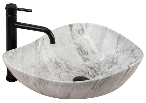 Rea Dora Stone, umyvadlo na desku 515x400x175 mm, šedá imitace kamene, REA-U5066