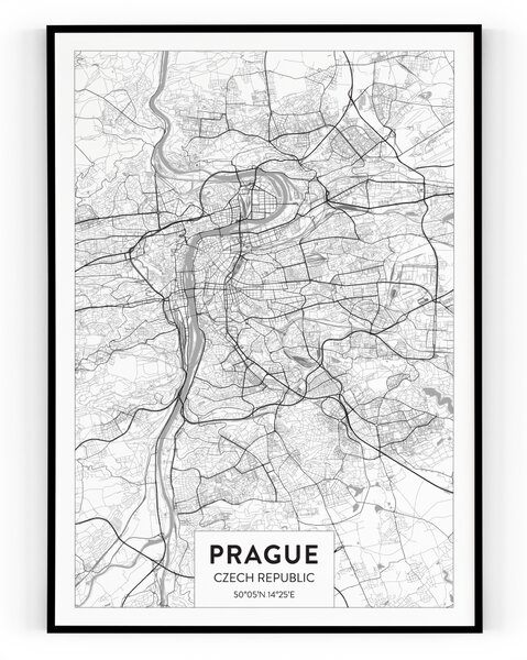 Plakát / Obraz Mapa Praha Pololesklý saténový papír 30 x 40 cm