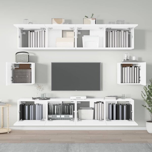 6dílný set TV skříněk bílý kompozitní dřevo 3114358