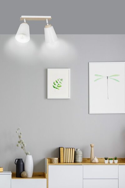 Stropní svítidlo ATLAS 2 – bílé, 2× E27, šířka 55 cm