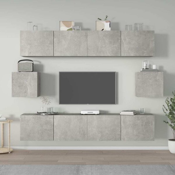 6dílný set TV skříněk betonově šedý kompozitní dřevo 3114361