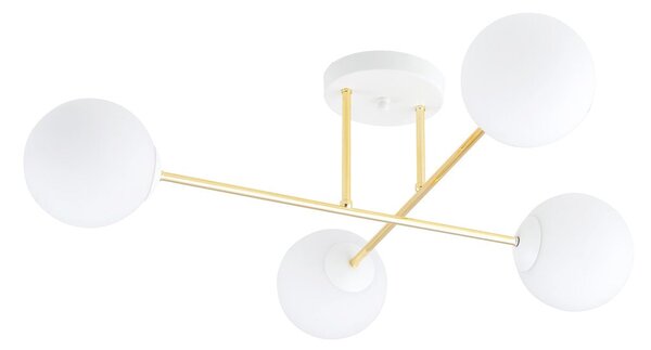 Stropní svítidlo MAGNUM 4 – bílé, opálové sklo, 4× E14, šířka 75 cm
