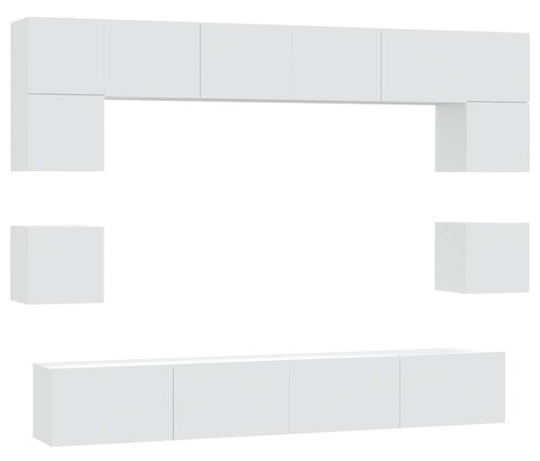 8dílný set TV skříněk bílý kompozitní dřevo 3114414