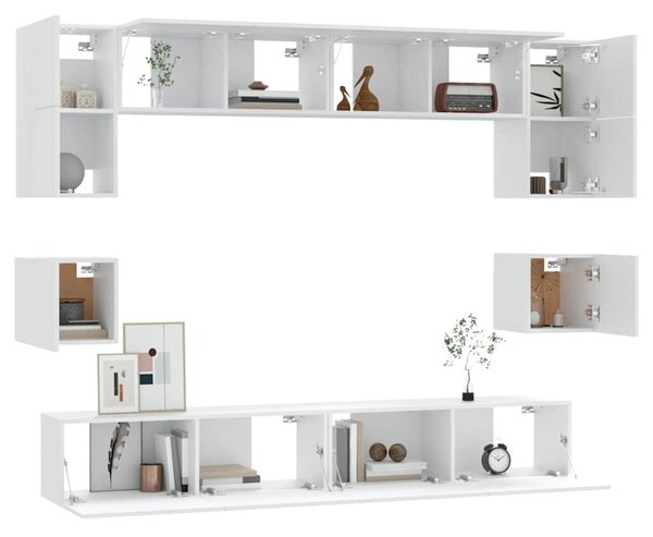 8dílný set TV skříněk bílý kompozitní dřevo 3114414