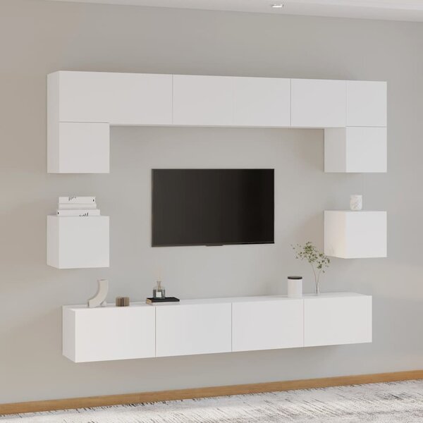 8dílný set TV skříněk bílý kompozitní dřevo 3114414