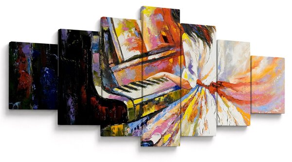 Obraz - Žena hrající na piáno (210x100 cm)