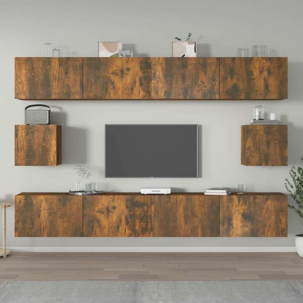6dílný set TV skříněk kouřový dub kompozitní dřevo 3114371
