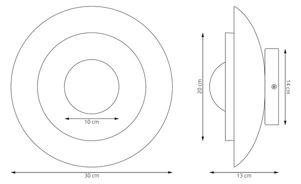 Nástěnné svítidlo POPPI K1 – moka / bílé, sklo, 1× G9, šířka 30 cm