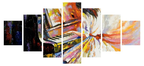 Obraz - Žena hrající na piáno (210x100 cm)