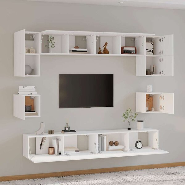 8dílný set TV skříněk bílý kompozitní dřevo 3114414
