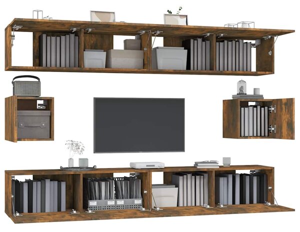 6dílný set TV skříněk kouřový dub kompozitní dřevo 3114371
