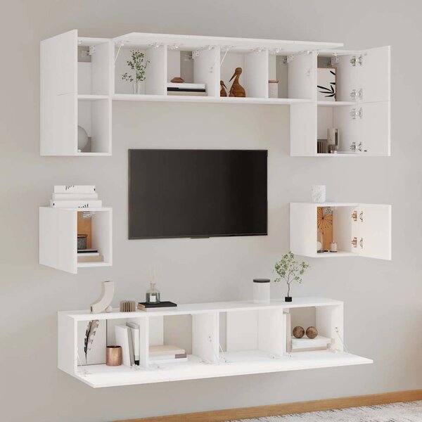 8dílný set TV skříněk bílý kompozitní dřevo 3114406
