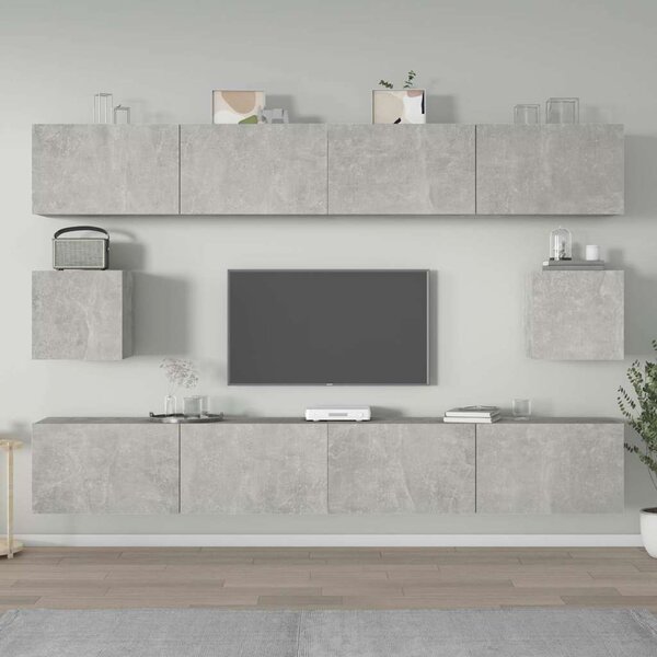 6dílný set TV skříněk betonově šedý kompozitní dřevo 3114369