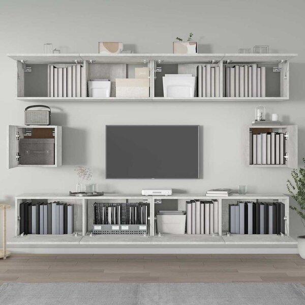 6dílný set TV skříněk betonově šedý kompozitní dřevo 3114369
