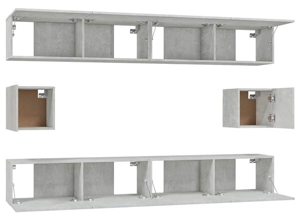 6dílný set TV skříněk betonově šedý kompozitní dřevo 3114369