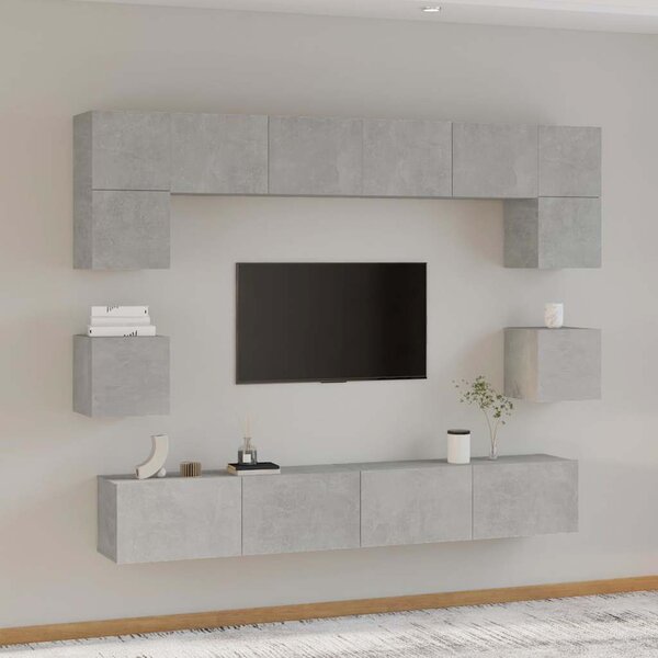 8dílný set TV skříněk betonově šedý kompozitní dřevo 3114417