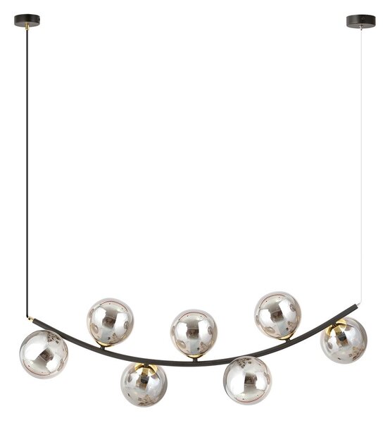 Závěsné svítidlo RITZ 7 – černé, grafitové sklo, 7× E14, šířka 95 cm