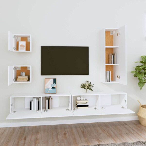 5dílný set TV skříněk bílý kompozitní dřevo 3114446