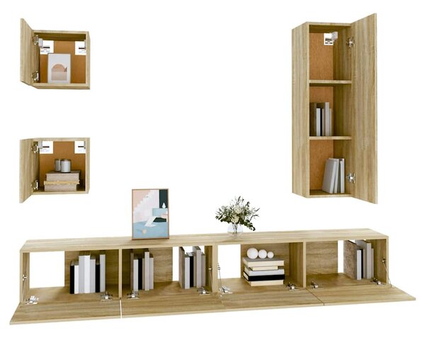 5dílný set TV skříněk dub sonoma kompozitní dřevo 3114448