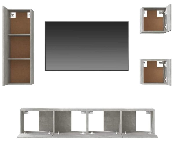 5dílný set TV skříněk betonově šedý kompozitní dřevo 3114441