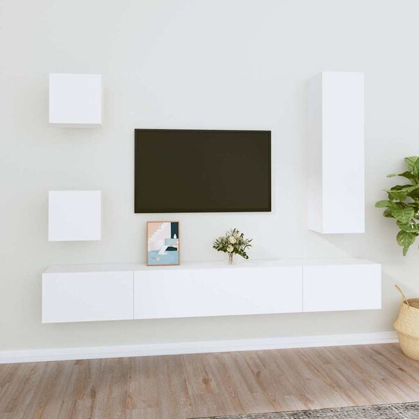 5dílný set TV skříněk bílý kompozitní dřevo 3114446