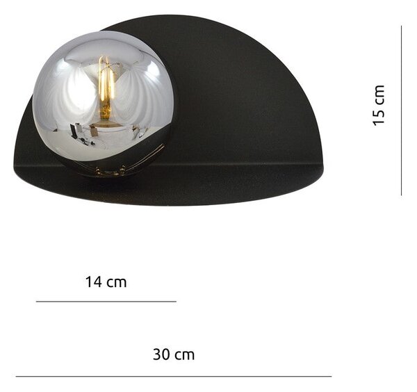 Nástěnné svítidlo FORM 8 – černé, grafitové sklo, 1× E14, šířka 30 cm