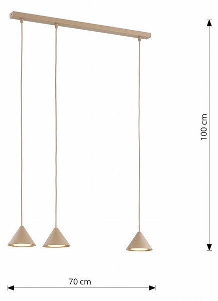 Závěsné svítidlo ELIT 3 – moka, 3× GX53, šířka 70 cm