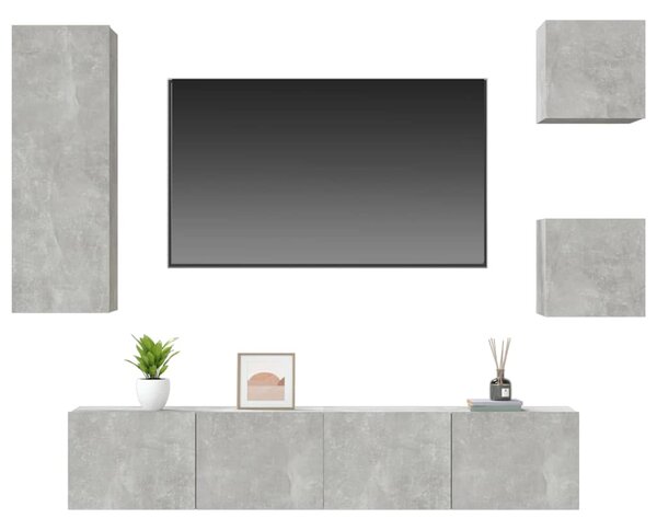 5dílný set TV skříněk betonově šedý kompozitní dřevo 3114441