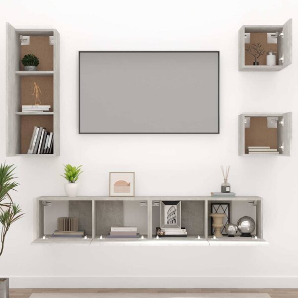 5dílný set TV skříněk betonově šedý kompozitní dřevo 3114441