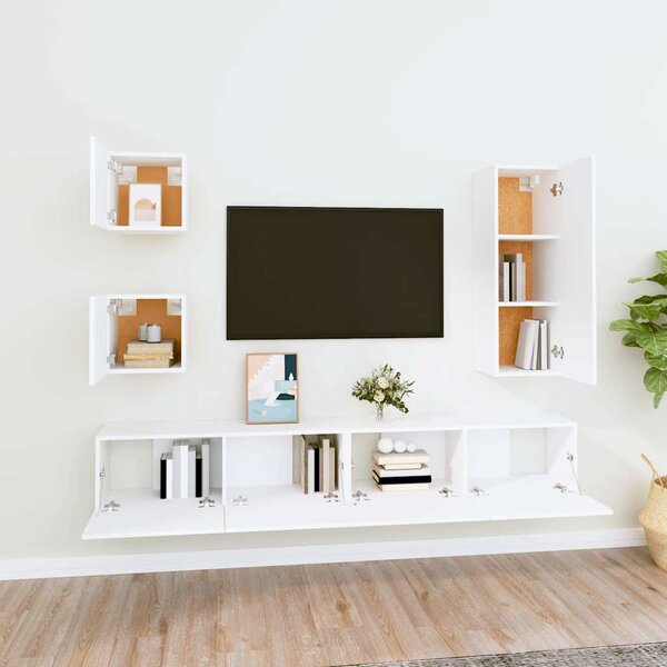 5dílný set TV skříněk bílý kompozitní dřevo 3114438