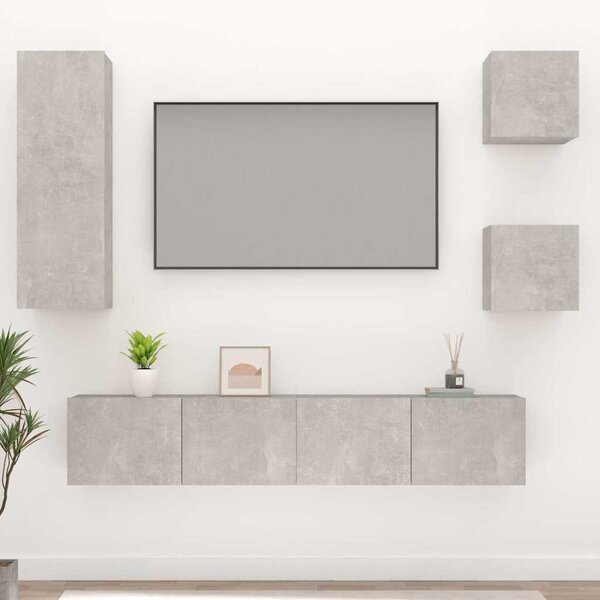 5dílný set TV skříněk betonově šedý kompozitní dřevo 3114441