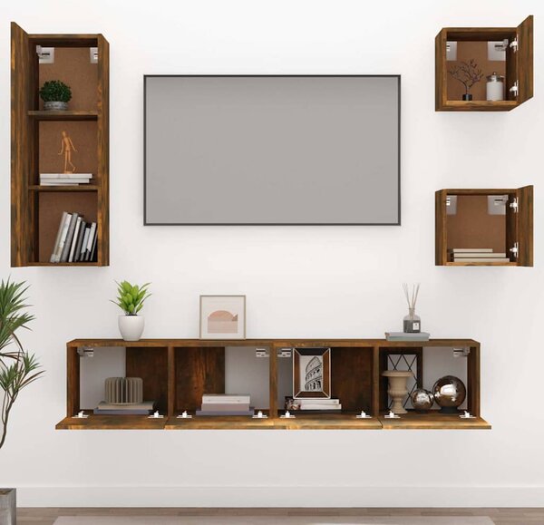 5dílný set TV skříněk kouřový dub kompozitní dřevo 3114443