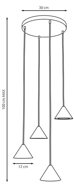Závěsné svítidlo ELIT 4 PREM – zlaté, 4× GX53, šířka 30 cm