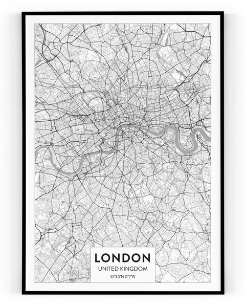 Plakát / Obraz Mapa London Tiskové plátno A4 - 21 x 29,7 cm