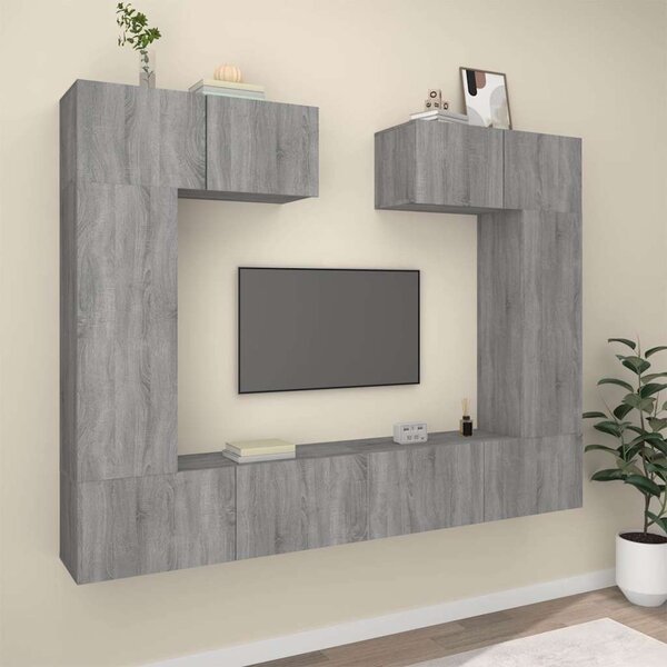 6dílný set TV skříněk šedý sonoma kompozitní dřevo 3114468