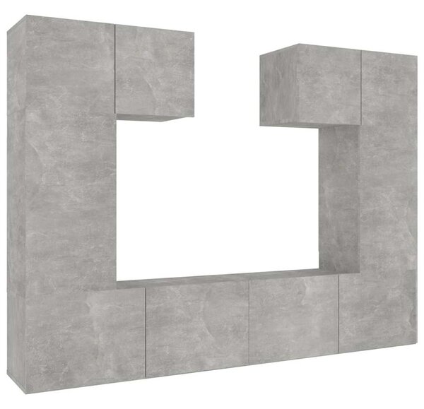 6dílný set TV skříněk betonově šedý kompozitní dřevo 3114457