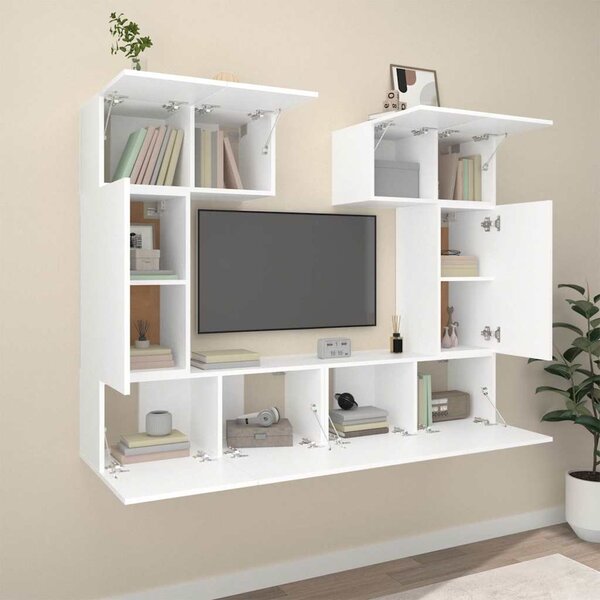 6dílný set TV skříněk bílý kompozitní dřevo 3114454