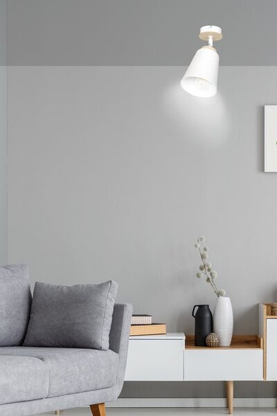 Stropní svítidlo ATLAS 1 – bílé, 1× E27, šířka 15 cm