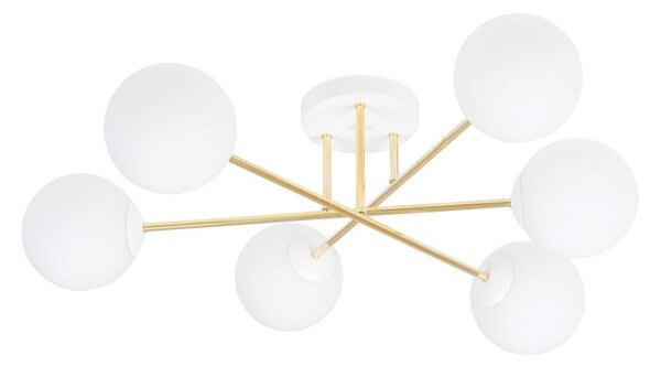 Stropní svítidlo MAGNUM 6 – bílé, opálové sklo, 6× E14, šířka 75 cm