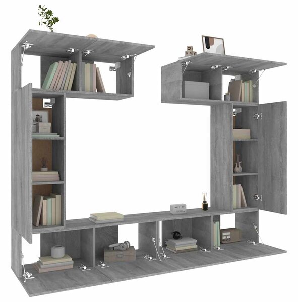 6dílný set TV skříněk šedý sonoma kompozitní dřevo 3114468