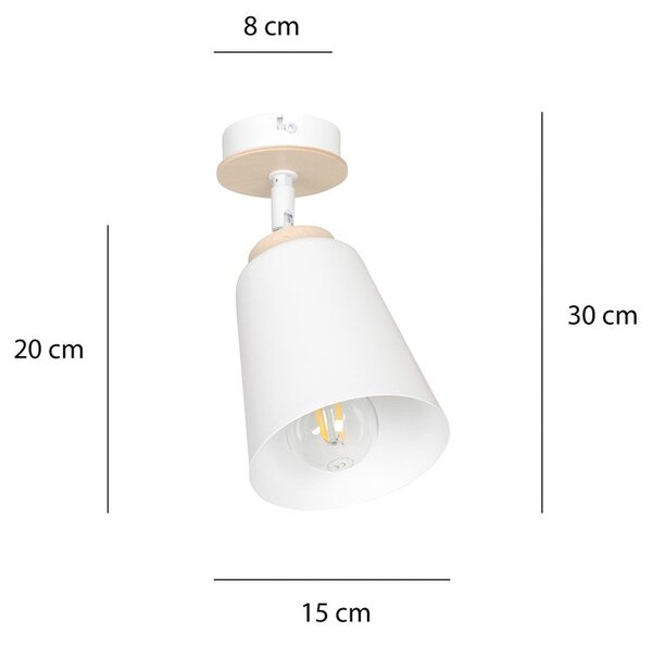Stropní svítidlo ATLAS 1 – bílé, 1× E27, šířka 15 cm