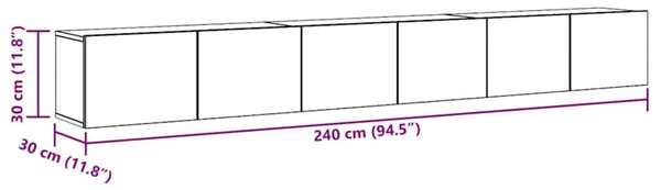 3dílný set TV skříněk betonově šedý kompozitní dřevo 3114473