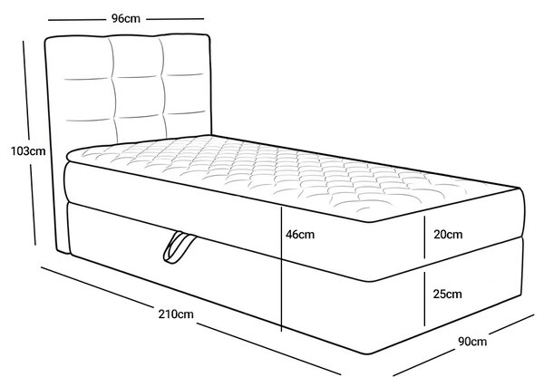 Čalouněná postel boxspring FORENA 90x200 cm krémová Matrace: Matrace Bonell pružinová