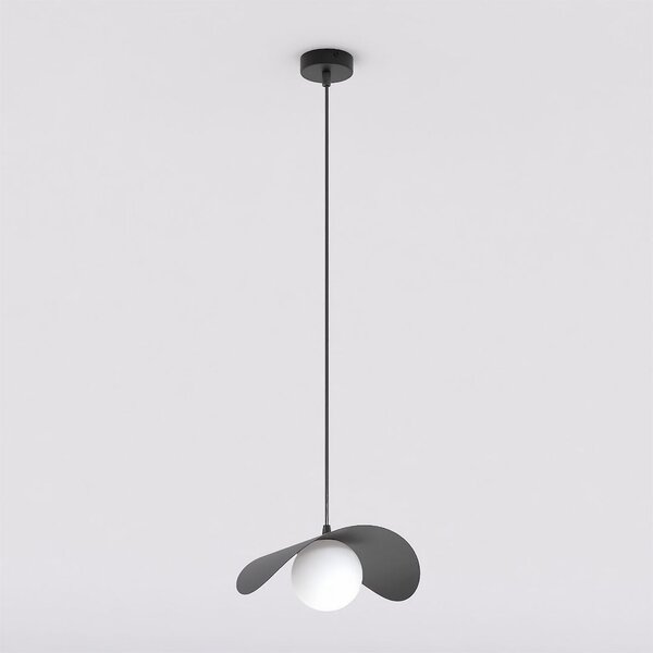 Závěsné svítidlo RITUAL 1M – černé, bílé sklo, 1× G9, šířka 23 cm