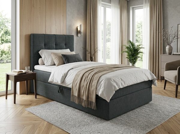 Čalouněná postel boxspring DIRELIS VIBE 90x200 cm tmavě šedá Matrace: Matrace Bonell pružinová